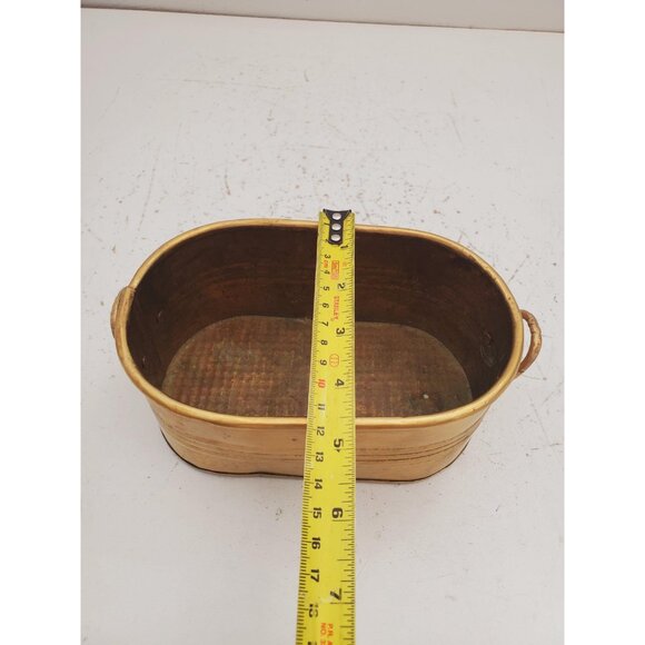 Vintage Brass Planter,- With Handles -Brass Rectangle Planter Vintage oval brass - Picture 9 of 10